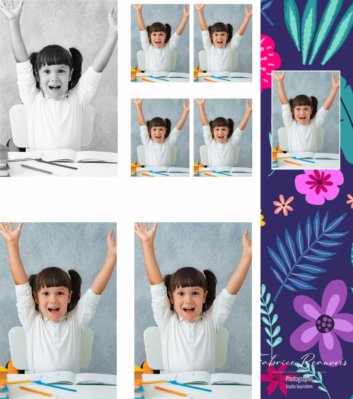 Marque-pages produit dérivé photographie scolaire : les fleurs