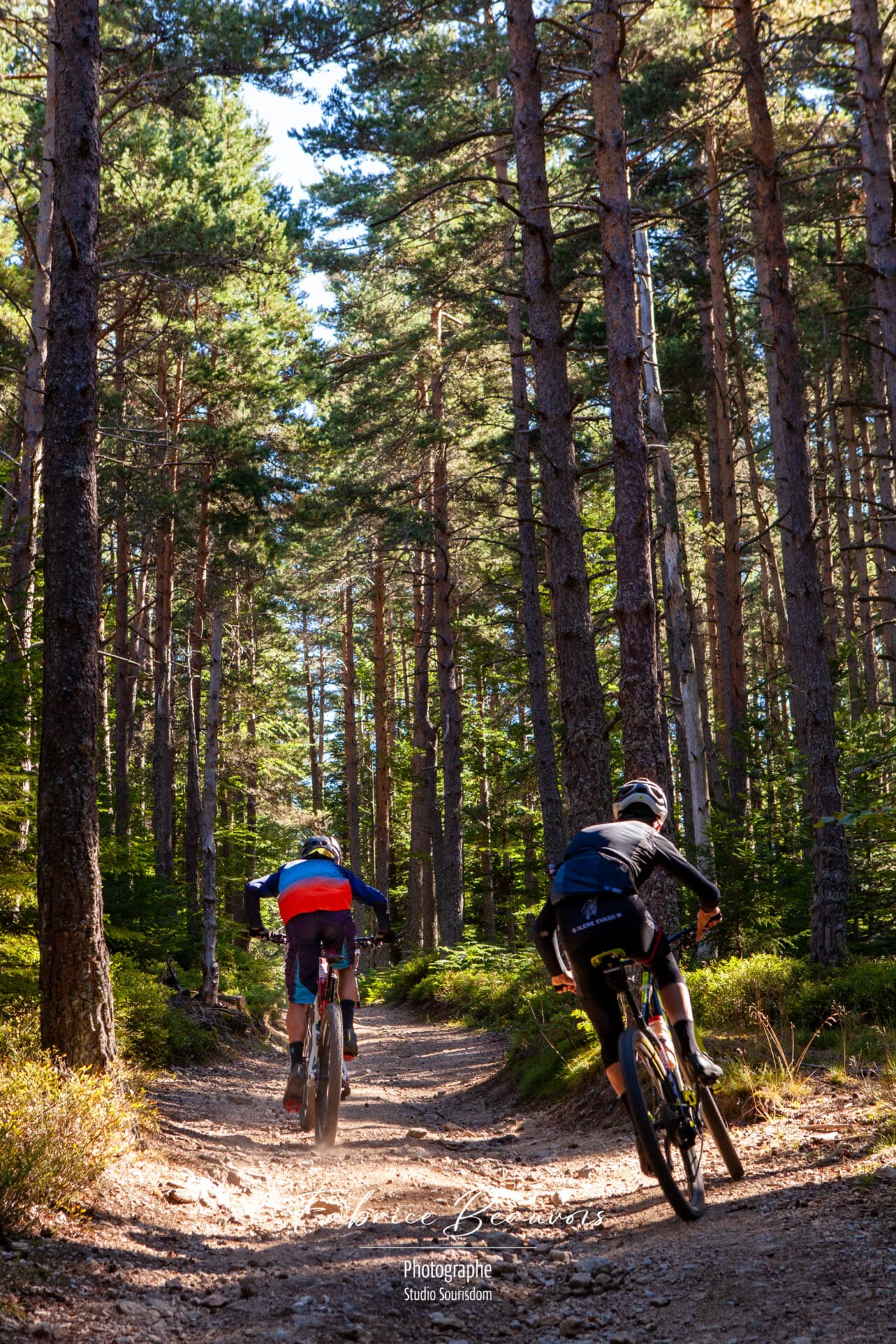 Course effrénée sur un chemin de VTT, photographie d'illustration pour une intercommunalité