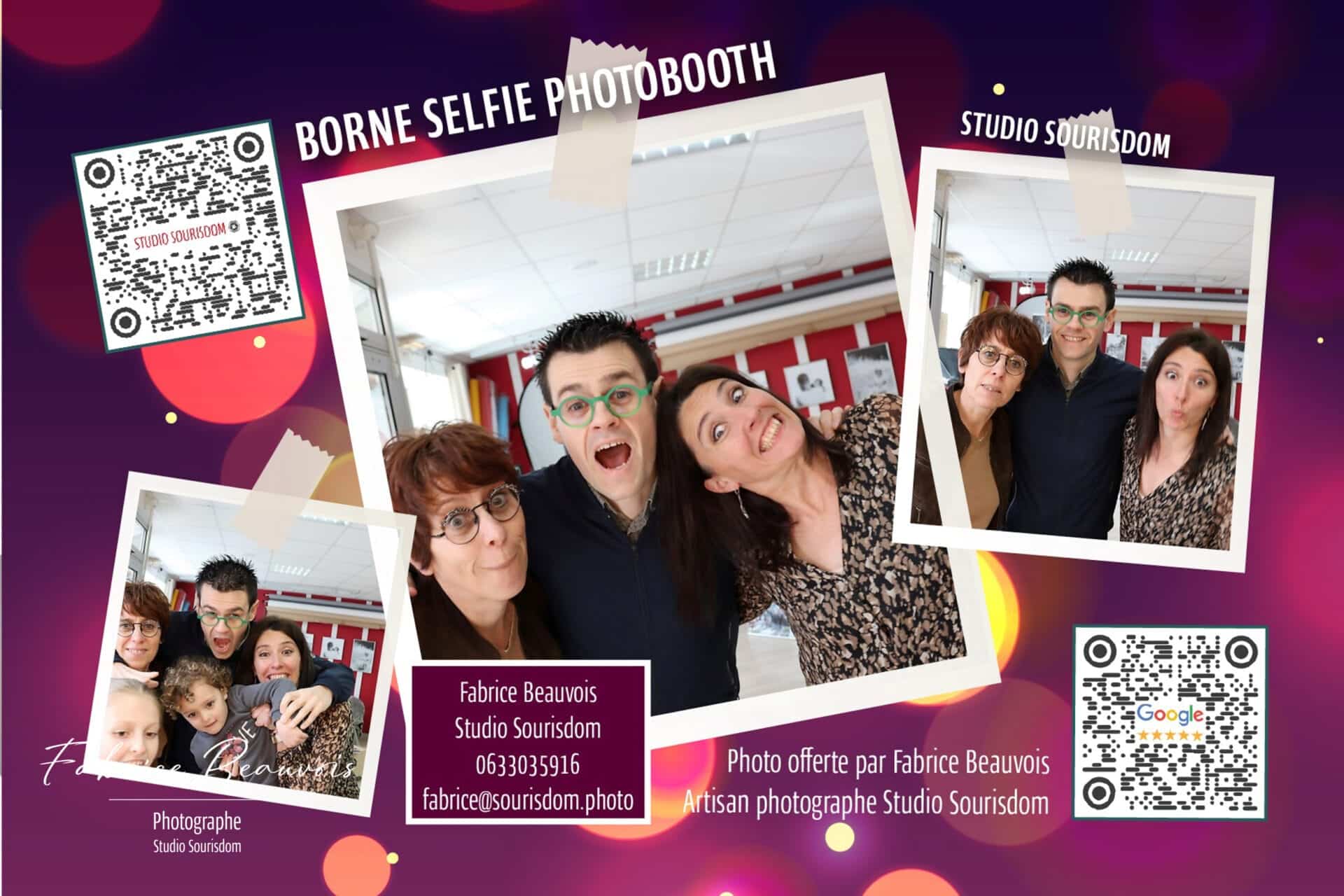 Exemple de tirage photo issu de la borne à selfie du Studio Sourisdom